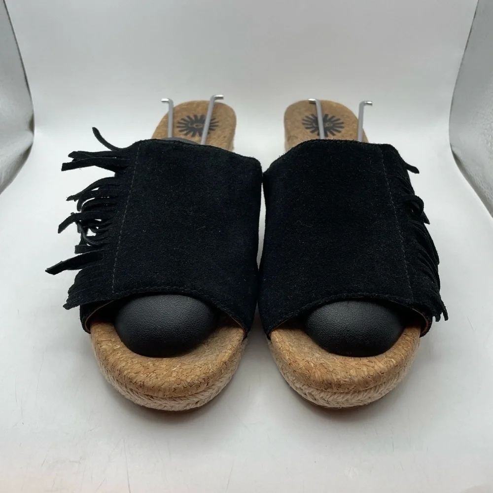 UGG Danes black fringe suede wedges size 7